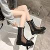 Fashion Booties Black Breathable Elegant With Medium Heels Women's Ankle Boots New In Pu Designer Luxury Hot Boot Y2k Female Short Shoes