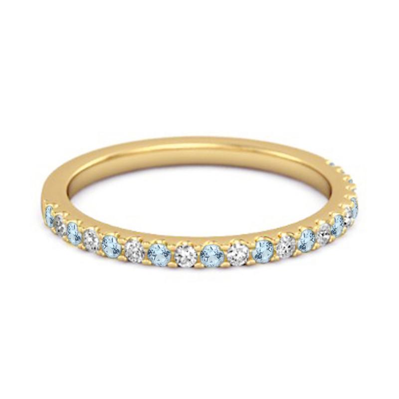 Blue Topaz Eternity Band Ring - 925 Sterling Silver Gold Vermeil