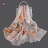 BYSIFA| Pink 100% Natural Silk Scarf Bufanda Women Elegant Chinese Style Peony Design Summer Long Scarves Beach Shawl Accessory