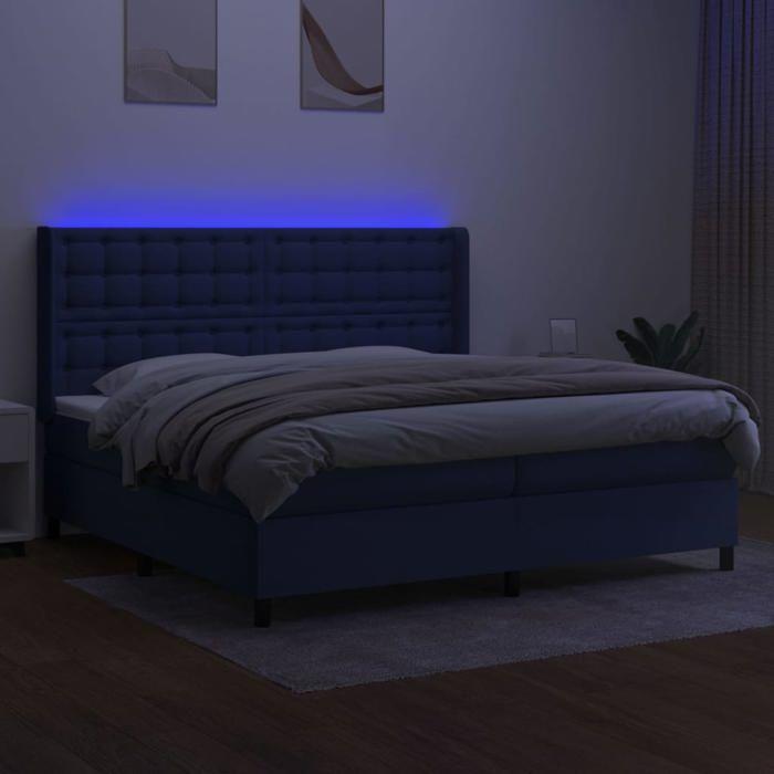 Maison Exclusive - Sommier à lattes de lit matelas et LED Bleu 200x200 cm Tissu