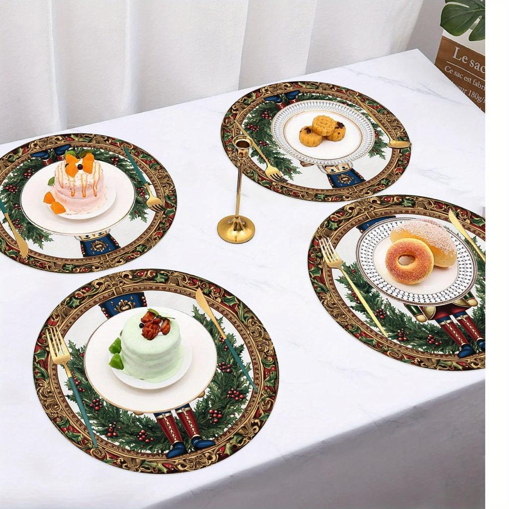 4-Piece Nutcracker Placemats Family Gatherings Christmas Parties Holiday Table Decor & Accessories