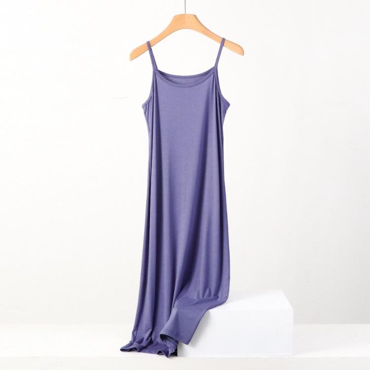 Plus Size Loose Fit Modal Camisole Pajamas Dress Comfortable Anti Exposure for 200 Lbs