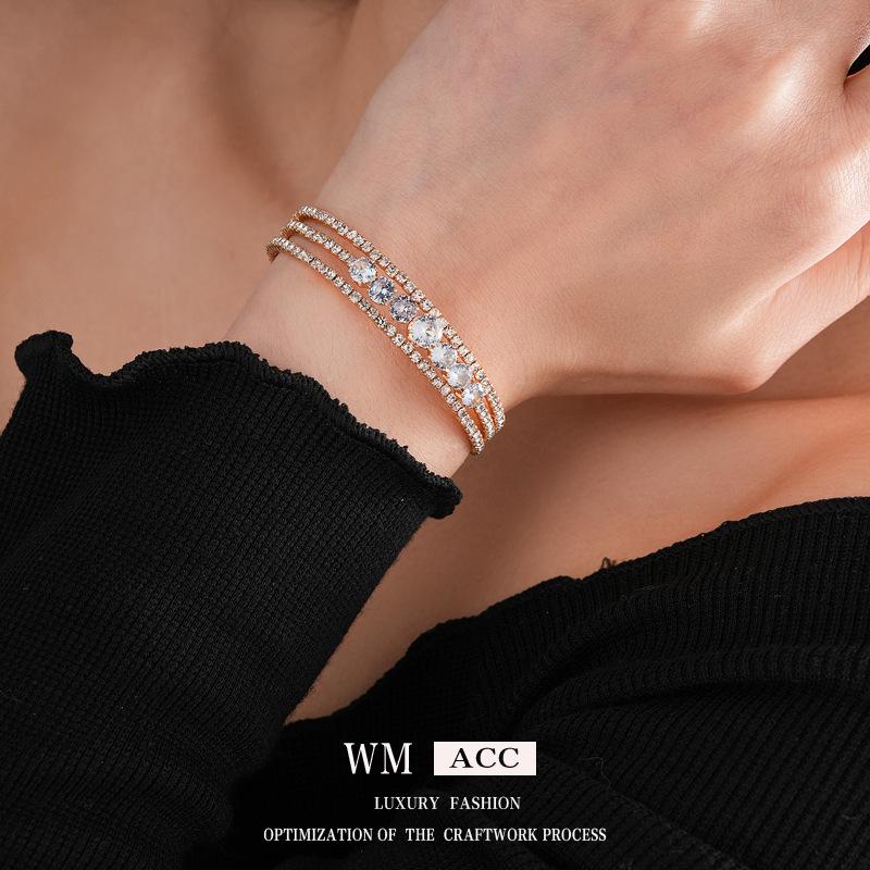 Vintage Geometric Zircon Bracelet - Elegant, Versatile Bangle for Women