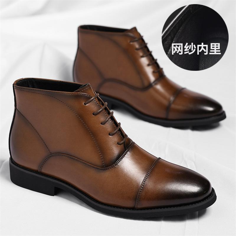Big Size Chelsea Boots for Men British-style Fashion Casual New Cow Leather Brogue Shoes Male Lace Autumn Winter Ankle Boots Man