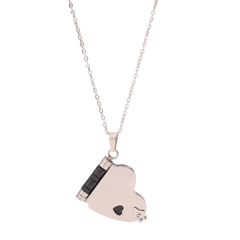 Stainless Steel Chain Women's Sweater Chain Heart Lovers Choker Book Pendant Necklace  Couple