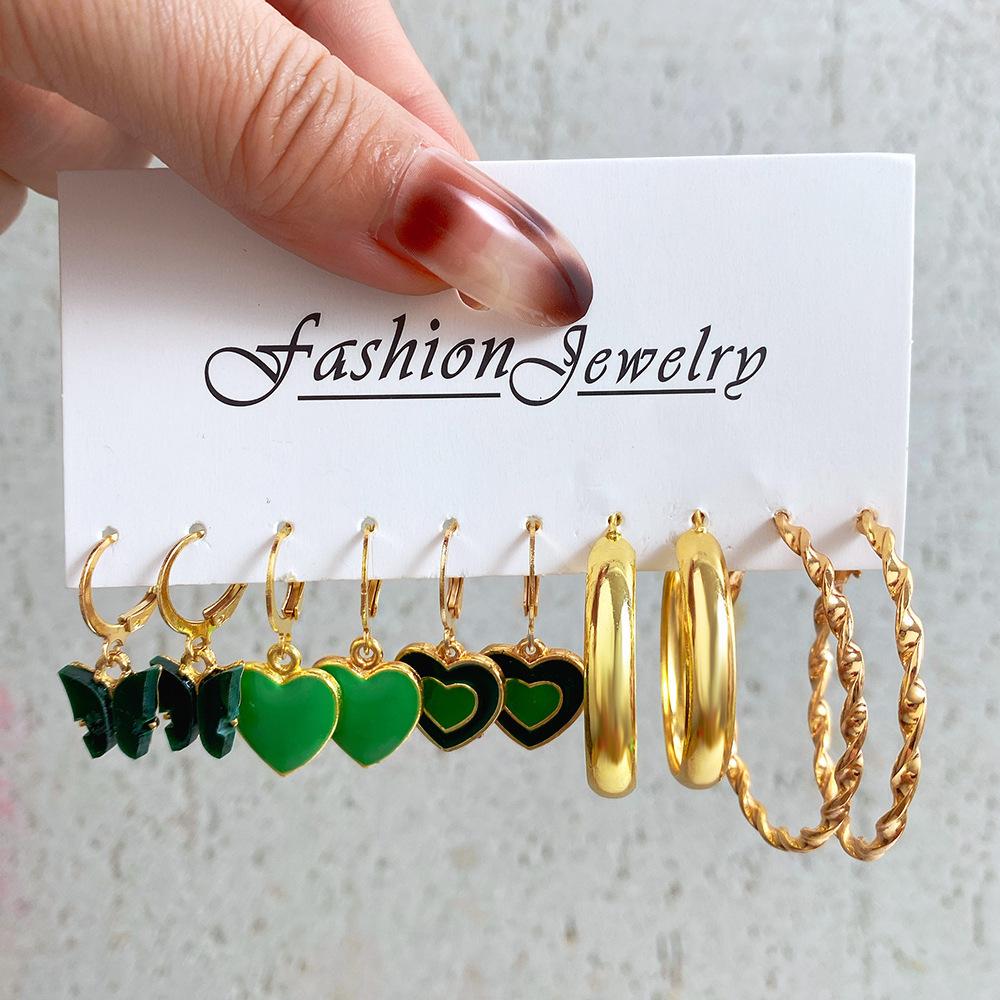 Fashion Black Heart Drop Earrings Set  for Women Chessboard Ladies Love Tai Chi Temperament Earring 2023 Trendy Jewelry Gifts