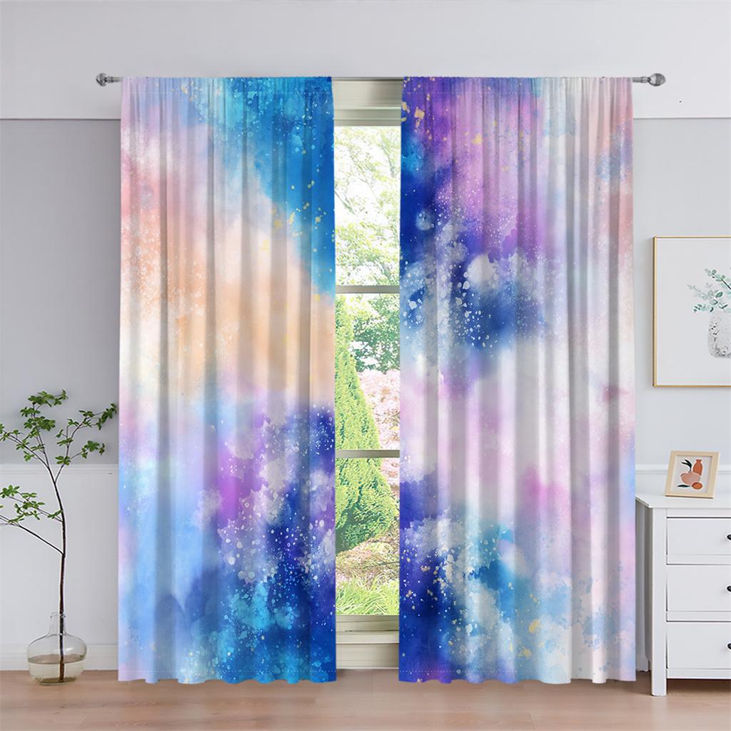 Vibrant Water Painting Luxurious Window Panel Drapes in the Kids Bedroom Living Room Hall Treatments Kitchen Decoration Drapes Blinds