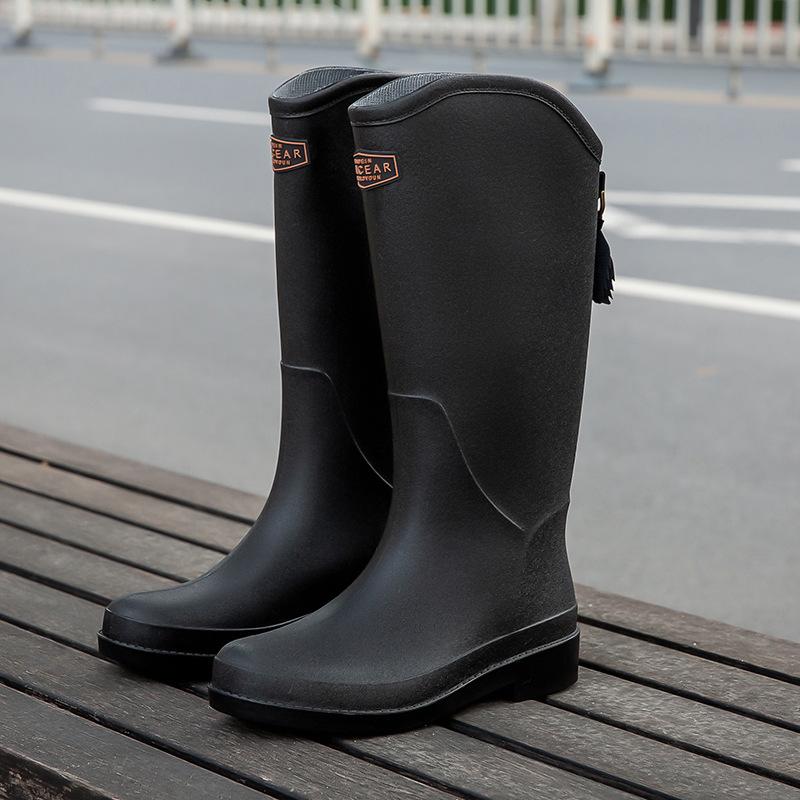 Wasserdichte Hohe Damen-Gummistiefel für Draußen Modisch Weichsohlig Verschleißfest Anti-Rutsch Garten-Regenstiefel Damenschuhe