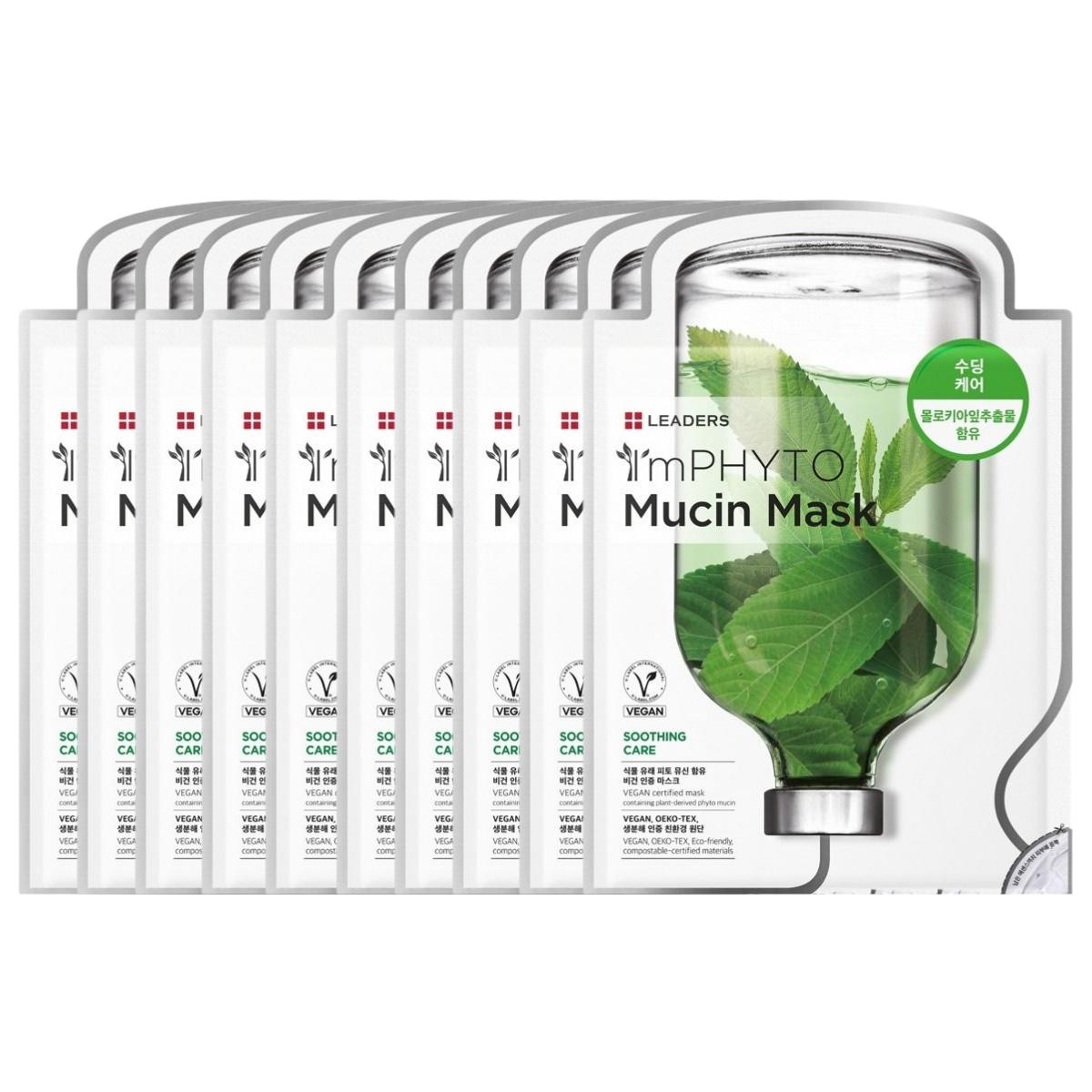 Leaders I m Phyto Mucin Soothing Mask Hydrating Calming 25ml x 10 Sheets