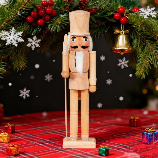 Yousheng 38CM Weihnachten Holz Unfertig Nussknacker Figur DIY Roh Unbemalt Soldatenfigur Festival Feiertagsparty Ornament Dekoration