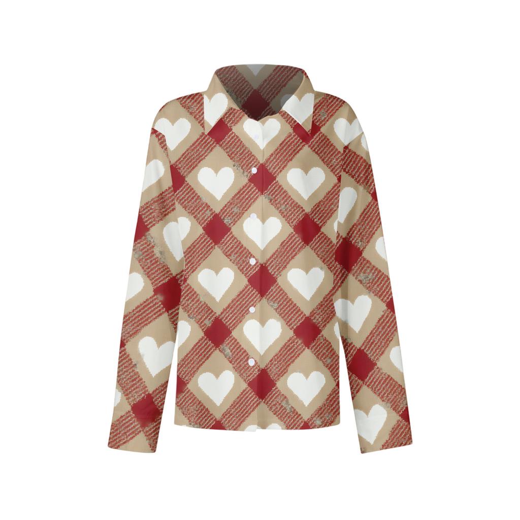 Women's Shirt Blouse Print Button Long Sleeve Casual Basic Shirt Collar Regular Top