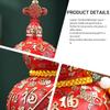Aris & Juno Hand-Painted Copper Fortune Gourd with Blessing Characters, Traditional Chinese Hundred Blessings Symbol Statue, Feng Shui Office Desk