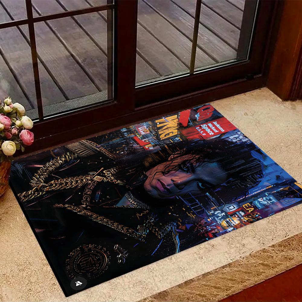 Jacksonn Michael Space Lasu Themed Floor Mat Nonslip Mat Decorative For Living Room Game Room Doormat Machine Washable Vintage Decorative
