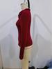 2025 Autumn/Winter Women's Solid Color Slim Fit V-Neck Lapel Long Sleeve Ribbed Brushed Top