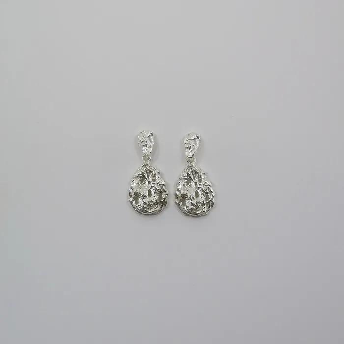 Chain Way Drop Silver Earrings