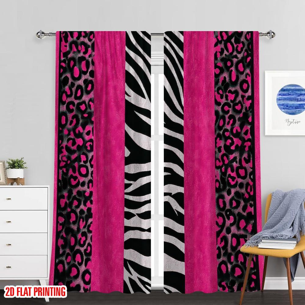 Flat Printing Party Curtains Leopard Versatile Polyester Without Electricity Family Decoration Use Decorations Curtain Set Of 2 Made Washable