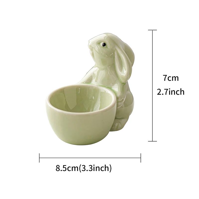 Hot Sale Ceramic Rabbit Shape Egg Cups Breakfast Egg Holder Cute Fresh Simple Ornament for Desktop Living Room Home Office Decor