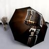 1 Stück Musik-Thema Regenschirm Tragbarer Faltregenschirm Eisenrahmen Lochknochenstruktur Outdoor Heimregenschirm A25