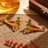 1 Pair Oil Dripping Bird Stud Earrings Hypoallergenic Alloy Enamel Red Bird Bell Earrings Lightweight Women Girls Earrings Fashion Jewelry