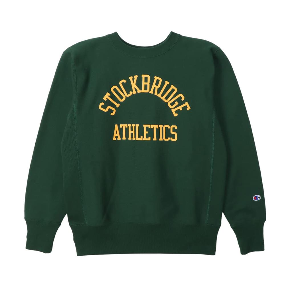 Sweatshirt Long Sleeve Round Neck COTTON USA Graphic Print Reverse Crew Neck Sweatshirt Bottle Green [Champion] 11.5oz Weave(R) REVERSWEAVE(R) C3-Y012