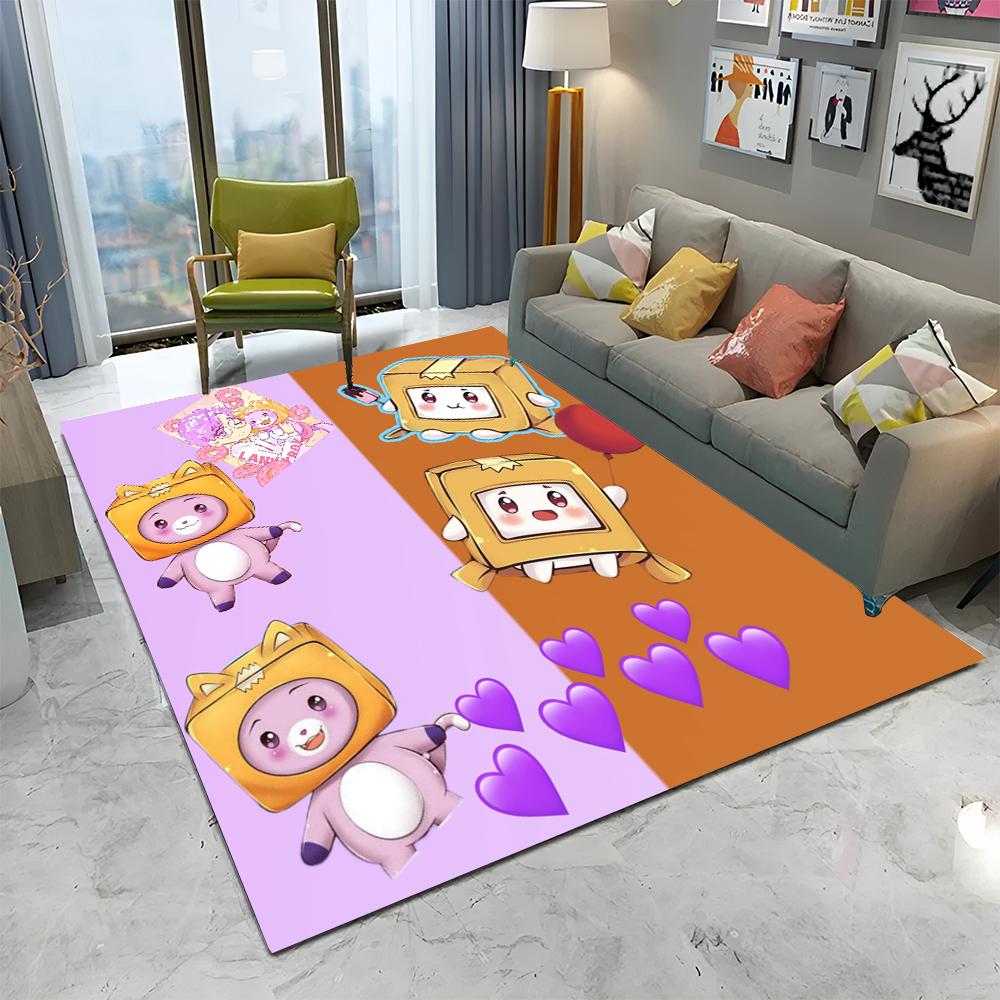 Happy Foxy Boxy and Rocky Lankybox Carpet Rug for Home Living Room Bedroom Sofa Doormat Decor,kids Area Rug Non-slip Floor Mat