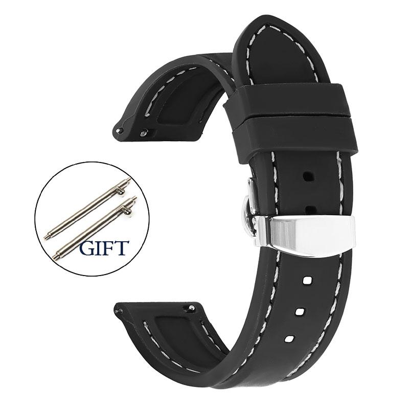 

Быстросъемный резиновый ремешок для часов 18 мм 20 мм 22 мм 24 мм браслет для Seiko силиконовый мужской женский спортивный водонепроницаемый с застежкой-бабочкой 22mm