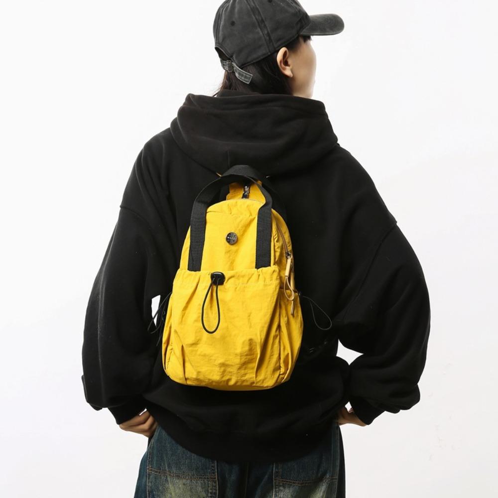 

Korean Style Nylon Drawstring Backpack Large Capacity Work Wear Handbag Students бежевий