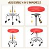 PATIKIL Rolling Desk Stool with PU Leather Round Rolling Desk Stool for Beauty and Office Red Height-Adjustable Casters, Tattoo, Massage, Salon, Spa,