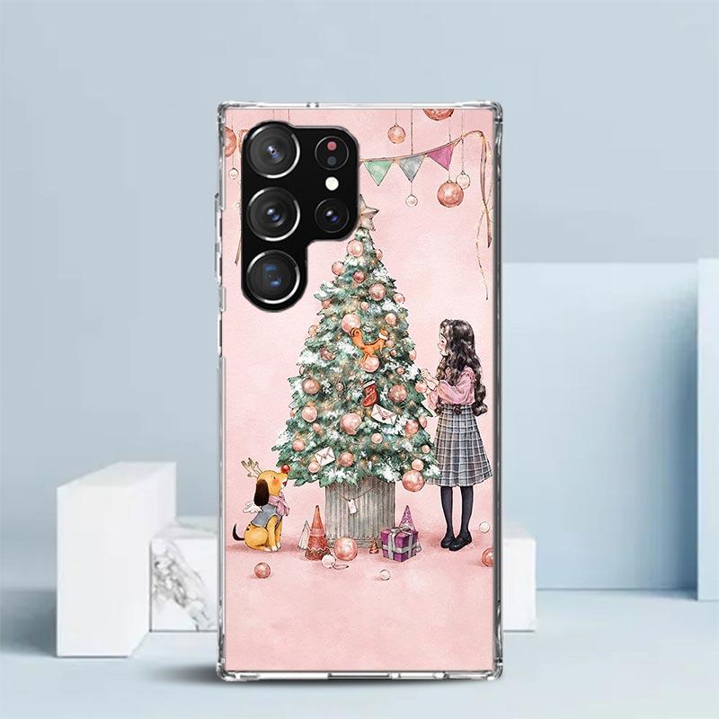 Weihnachts-Mädchen Baum Geschenk Handyhülle Für Samsung Galaxy S24 S25 Edge S26 Ultra S22 S23 Plus S21 + S20 FE Weiche TPU Rückseite Gal