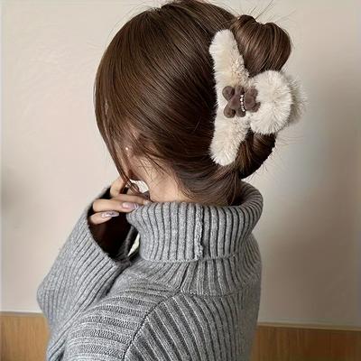 High Quality1/2/3pcs Plush Cute Bear Hair Clip Headwear Hair Accessories For Girls - Soft & Adorable - Perfect for Daily Wear & Special Occasions -
