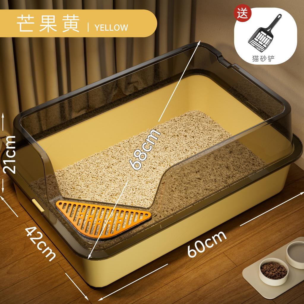 Oversized Pet Cat Litter Box, Semi-closed, Heightened and Thickened Anti-splash Cat Toilet, Easy To Clean, Bathtub Cat Toilet