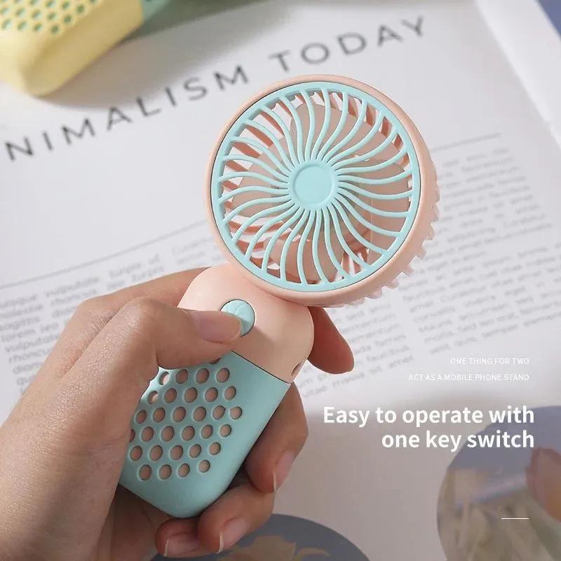 Handheld Charging Fan Cartoon Cute Small Student Charging Small Fan Portable Mini USB Fan Mini Pocket Fans YFA1981
