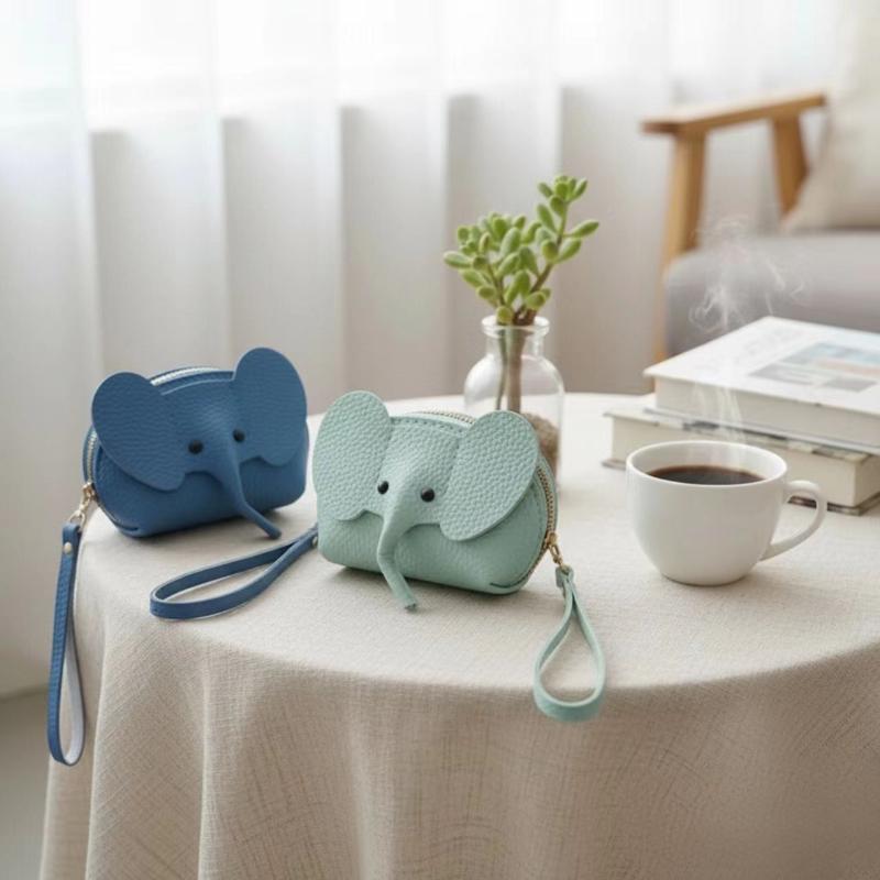 Pu Leather Elephant Money Bag Women Coin Purse With Key Ring Multifunctional Zipper Storage Bags Key Case