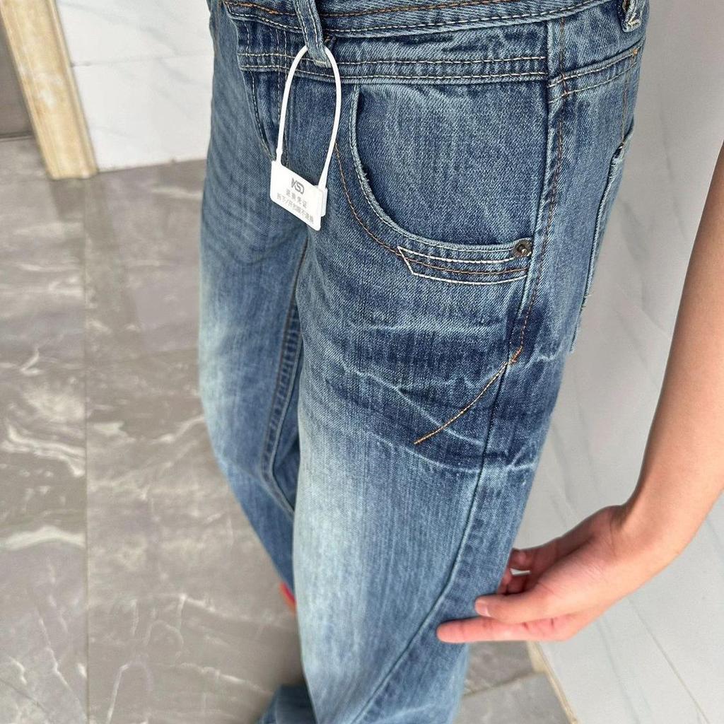 Spring-Summer Petite Retro Low Waist Micro Flare Jeans - Women's High Street Loose Slimming Pants