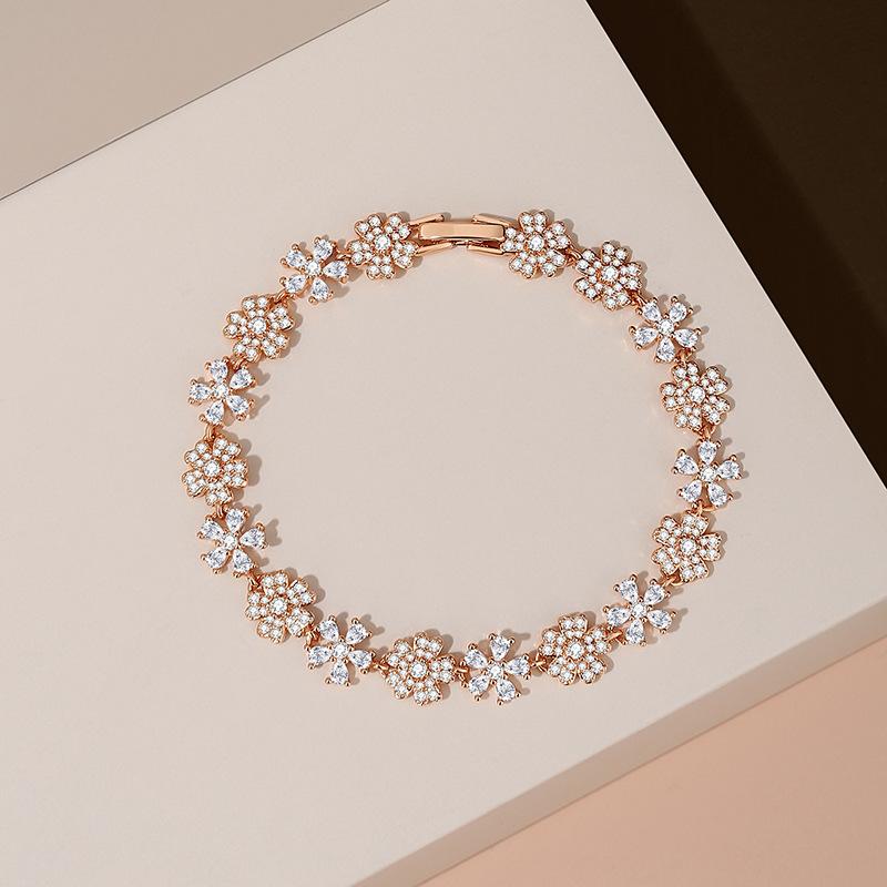 Brățară cu flori cu temperament de lux ușor, design de nișă pentru femei, bijuterii pentru navetiști din zircon