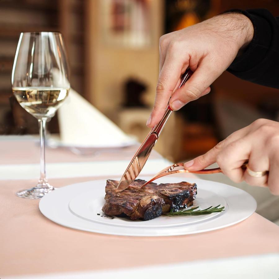 

[160 штук] Одноразовые столовые приборы Золотой Комбо Набор 80 вилок 40 ложек 40 ножей Сверхпрочные и долговечные Золотые пластиковые столовые приборы United States