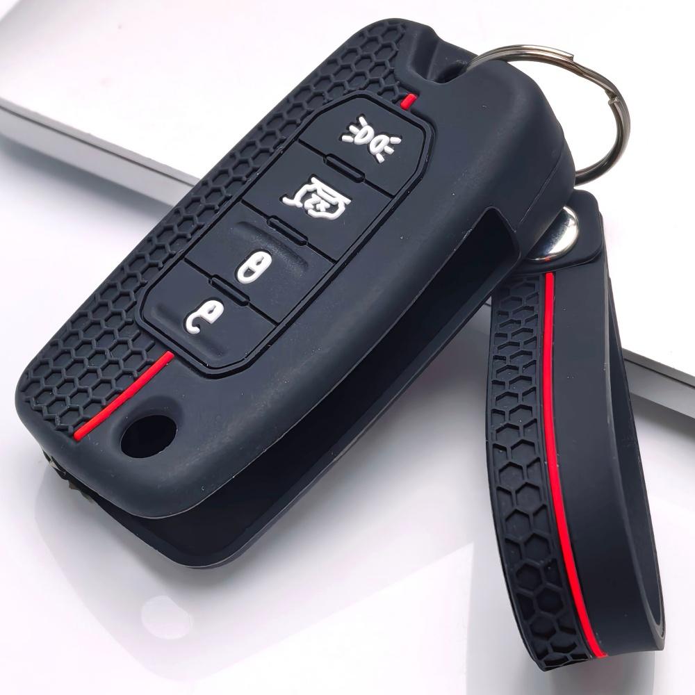 Silicone Car Key Cover Fob Case with Keychain for Dodge Charger Challenger, Fits Jeep Charger Challenger Dart Journey Durango Grand Caravan Chrysler
