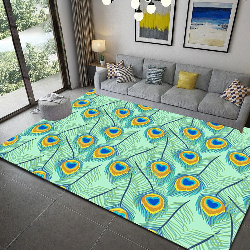 Colorful Geometric Abstract Living Room Carpet, Children'S Bedroom Non-Slip Waterproof Floor Mat