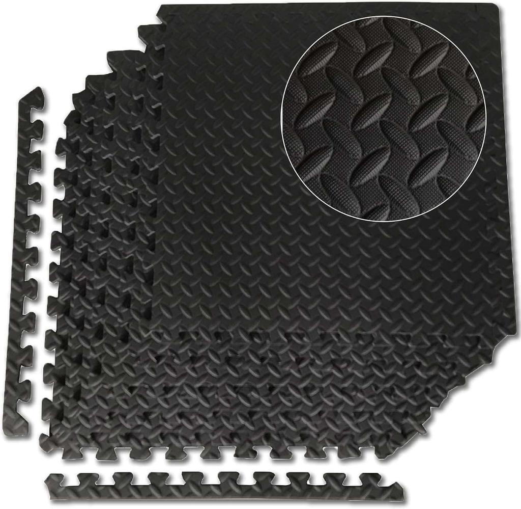 Feetlu Interlocking Gym Exercise Mat Square Puzzle Foam Tile Home Gym Fitness Mat Workout Floor Multipurpose Basement Use Thick - Garage, 24"x24"x1/2