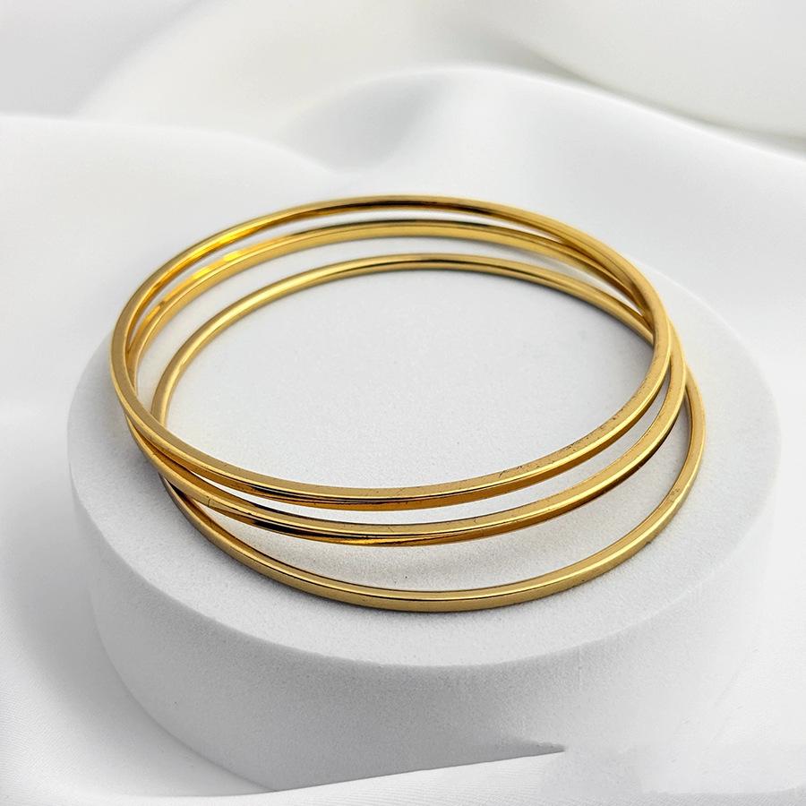 18k Gold Plated Multi-Layer Stackable Stainless Steel Square Twisted Bracelet Set - Elegant, Non-Fading, Fashionable Charms.