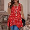 Modische Lässige Sport-Doppelring-Weste für Damen, Große Tank-Weste mit Vintage-Musterdruck, Unregelmäßiger Saum, Elegant und Schlicht