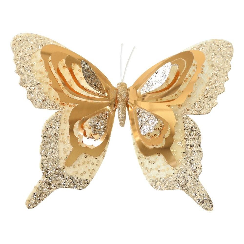 with Clip Christmas Butterfly Pendant Glitter Artificial Butterfly Ornaments  Birthday Party