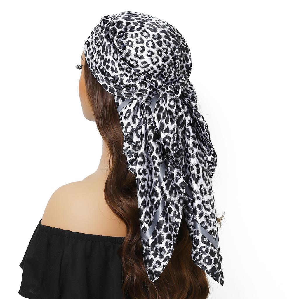 new 90*90cm Vintage Flowers Square Scarf Women Silk Shawl Neckerchief Female Print Headband Head Wraps Foulard Hijab Hair Bands