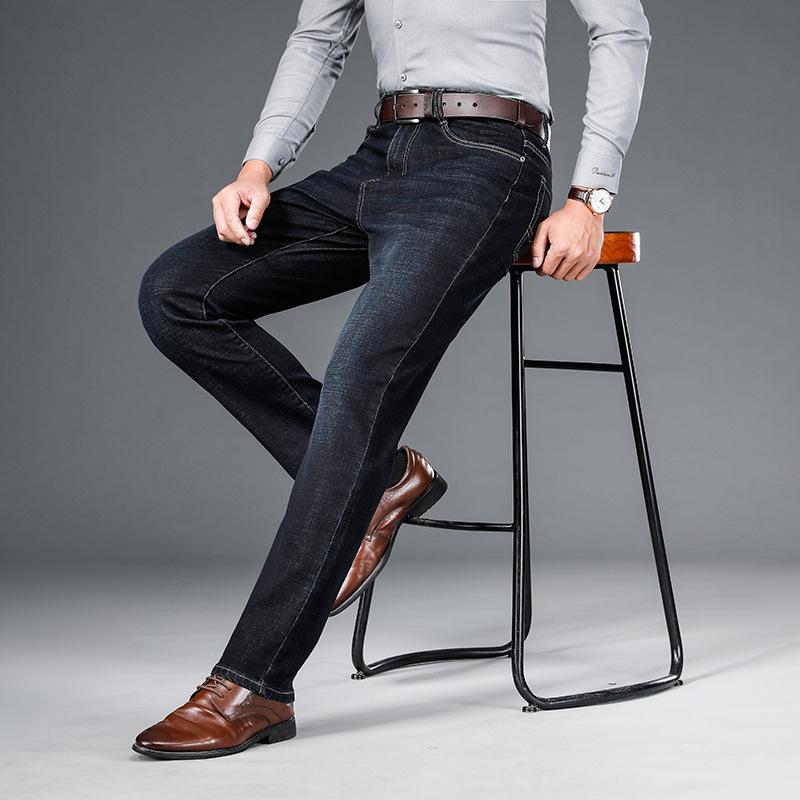 Autumn and winter new jeans medium straight thin cotton loose trousers batch