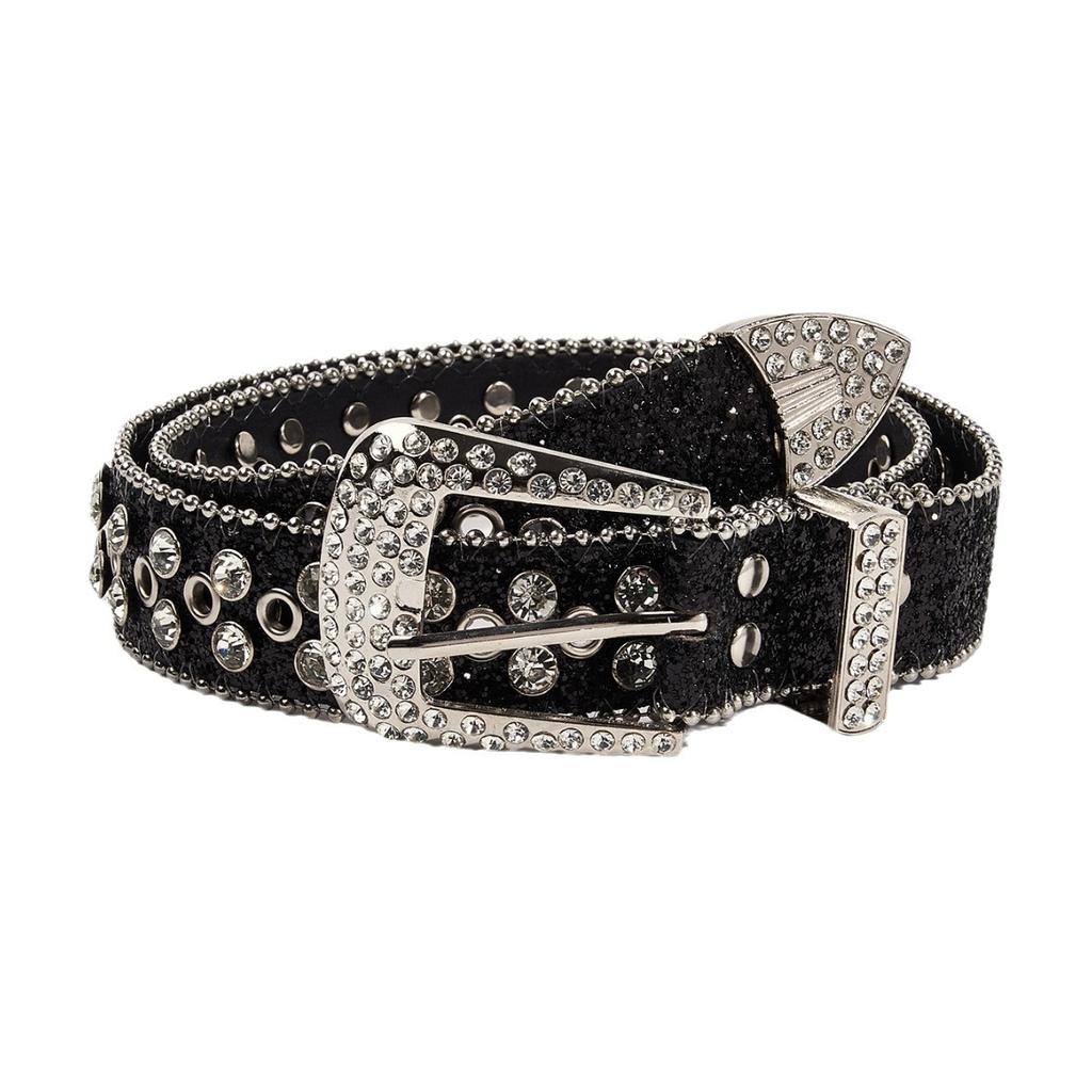 Rhinestone Belt Female Ins Wind Wide Belt Decoration European and American Fashion Personality Sequined Jeans Belt Wild Design Sense