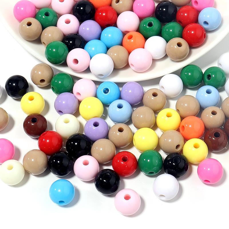 10-100pcs/lot 6/8/10/12/14/16/18/20mm Macaron Color Acrylic Beads Round Loose Beads For DIY Jewelry Making Necklace Bracelet