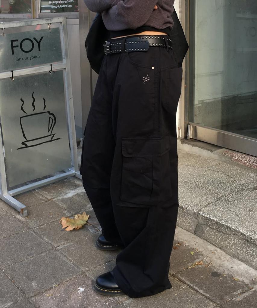 Lougeu Onbon Logo Cargo Pants_Black