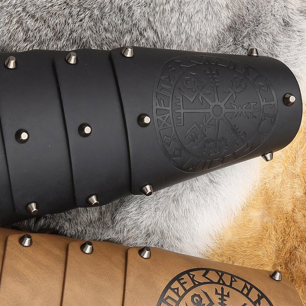 Men Totems Gauntlet Studs Wristband for Parties, Festivals Industrial Age Costume Brown Medieval Cosplay Gauntlet