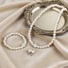 1/2 Set Imitation Pearl Jewelry Set Adjustable Length Necklace Ear Studs Bracelet Set Women Wedding Party Jewelry Gift