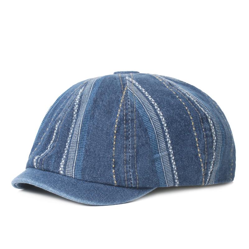 Bavlněný baret Pánská malířská čepice Newsboy čepice Klobouk Rybí kost Osmihranný klobouk